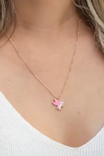 NEREZE 925 Ayar Gümüş Rose Pembe Mineli Unicorn Kolye
