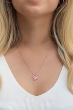 NEREZE 925 Ayar Gümüş Rose Pembe Mineli Unicorn Kolye