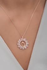 NEREZE 925 Ayar Gümüş Rose Zirkon Taşlı Anka Kuşu Kolye