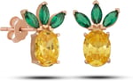 NEREZE 925 Ayar Gümüş Sitrin Taşlı Ananas Küpe