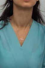 NEREZE 925 Ayar Gümüş Zirkon Taşlı Lotus Çiçeği Kolye