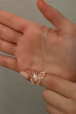 NEREZE 925 Ayar Gümüş Zirkon Taşlı Parlak Kelebek Kolye