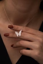 NEREZE 925 Ayar Kelebek Kolye Kadın Gümüş Kolye