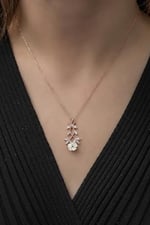NEREZE 925 Ayar Manolya Çiçeği Kolye Kadın Gümüş Kolye