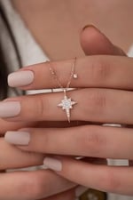 NEREZE 925 Ayar Minik Kutup Yıldızı Kolye Kadın Gümüş Kolye