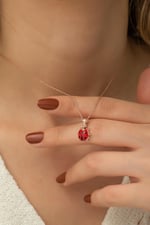 NEREZE 925 Ayar Minik Uğur Böceği Kolye Kadın Gümüş Kolye