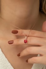 NEREZE 925 Ayar Minik Uğur Böceği Kolye Kadın Gümüş Kolye