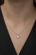 NEREZE 925 Ayar Minimal Tektaş Kutup Yıldızı Kolye Kadın Gümüş Kolye