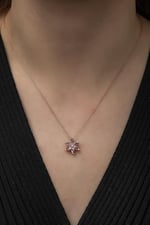 NEREZE 925 Ayar Pembe Lotus Çiçeği Kolye Kadın Gümüş Kolye