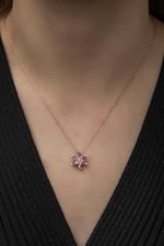 NEREZE 925 Ayar Pembe Lotus Çiçeği Kolye Kadın Gümüş Kolye