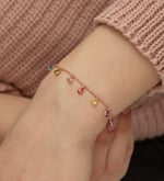 NEREZE 925 Ayar Sıralı Renkli Taşlı Kadın Gümüş Bileklik
