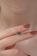 NEREZE 925 Ayar Siyah Minik Yusufcuk Kolye Kadın Gümüş Kolye