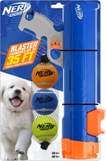 Nerf Dog 30 cm Blaster w/o Ball Clip 3 5 cm Squeak Tenis Topları - Opak Mavi/Turuncu/Gri ve Turuncu ve Mavi ve Yeşil - Seçenekler: 3.8 Inch, Small
