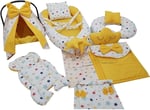 Nest Renkli Yıldız Sarı Tasarım 9 Parça Jaju-babynest Anne Yanı Bebek Yatağı Set