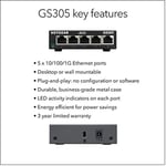NETGEAR 5 Portlu Gigabit Ağ Anahtarı GS305 | Ethernet Anahtarı | Ethernet Ayırıcı | Tak ve Çalıştır | Sessiz Çalışma | Masaüstü veya Duvara Monte