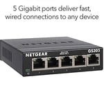 NETGEAR 5 Portlu Gigabit Ağ Anahtarı GS305 | Ethernet Anahtarı | Ethernet Ayırıcı | Tak ve Çalıştır | Sessiz Çalışma | Masaüstü veya Duvara Monte