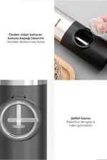 Neutron Pilli Led Işıklı Tuz ve Karabiber Öğütücü ikili Set