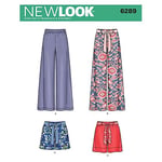 New Look 6289 Boyut Misses 'Pants veya Şort ve kemerli bir kesim kalıbı, çok renkli