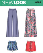 New Look 6289 Boyut Misses 'Pants veya Şort ve kemerli bir kesim kalıbı, çok renkli