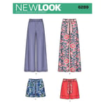 New Look 6289 Boyut Misses 'Pants veya Şort ve kemerli bir kesim kalıbı, çok renkli