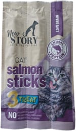 New Story Somon Balık Etli Stick Yumuşak Kedi Ödül Maması 3'lü Paket 5 Gram x 3 Adet