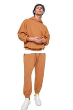 Newold Washed Oversized Unisex Jogger, Tan, XL, 21263322353