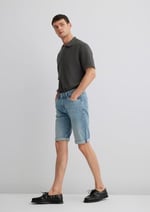 Nicholas Açık Puslu Mavi Premium Jean Şort 0416028720