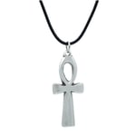 Nil'in Anahtarı - Ankh AnahtarıDeri ip Kolye - Gümüş Kaplama - Kadın Erkek Kolye - No:784