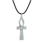 Nil'in Anahtarı - Ankh AnahtarıDeri ip Kolye - Gümüş Kaplama - Kadın Erkek Kolye - No:784