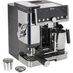 NINJA Luxe Pro 3'ü 1 arada kahve makinesi, Latte, Cappuccino, soğuk demleme ve espresso makinesi, entegre tahıl öğütücü ve süt köpürtücülü, kullanımı kolay, 5 ön ayar köpük, gümüş, ES701EU