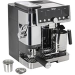 NINJA Luxe Pro 3'ü 1 arada kahve makinesi, Latte, Cappuccino, soğuk demleme ve espresso makinesi, entegre tahıl öğütücü ve süt köpürtücülü, kullanımı kolay, 5 ön ayar köpük, gümüş, ES701EU