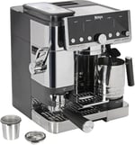 NINJA Luxe Pro 3'ü 1 arada kahve makinesi, Latte, Cappuccino, soğuk demleme ve espresso makinesi, entegre tahıl öğütücü ve süt köpürtücülü, kullanımı kolay, 5 ön ayar köpük, gümüş, ES701EU
