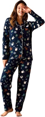 Nisanca Kadın Kışlık Welsoft Peluş Polar Düğmeli Pijama Takımı
