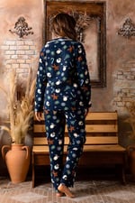 Nisanca Kadın Kışlık Welsoft Peluş Polar Düğmeli Pijama Takımı