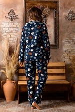 Nisanca Kadın Kışlık Welsoft Peluş Polar Düğmeli Pijama Takımı