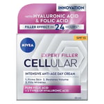 NIVEA Cellular Expert Filler Yoğun Yaşlanma Karşıtı Gündüz Bakım Yüz Kremi 50 ml, Hyaluronik Asit ve Folik Asit, SPF15 Güneş Koruması - Seçenekler: Tek Ebat (3 paketi), Tek Ebat