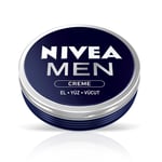 NIVEA MEN Erkek Bakım Kremi 75 ml, El, Yüz ve Vücut Nemlendirici Krem, Hızlı Emilir, Yapışkan His Bırakmaz, E vİtamini, Tüm Cilt Tipleri