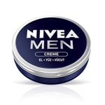 NIVEA MEN Erkek Bakım Kremi 75 ml, El, Yüz ve Vücut Nemlendirici Krem, Hızlı Emilir, Yapışkan His Bırakmaz, E vİtamini, Tüm Cilt Tipleri
