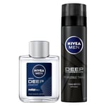 NIVEA MEN Erkek Deep Dimension Tıraş Seti, Tıraş Köpüğü 200ml ve Tıraş Sonrası Losyon 100ml, Kaygan Tıraş