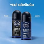 NIVEA MEN Erkek Roll on Deodorant Deep Dimension 50 ml,72 Saat Ter ve Ter Kokusuna Karşı Koruma,Maskülen Ferah Koku,Aktif Karbon,Yapışkan His Bırakmaz