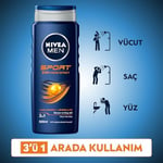 NIVEA MEN Erkek Sports Duş Jeli, 500 ml, 3ü 1 Arada Kullanım, Vücut, Yüz ve Saç, 24 Saat Ferahlık, Enerji Veren Koku - Seçenekler: 500 Ml, 500 Ml (2 paketi)
