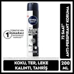 NIVEA MEN Erkek Sprey Deodorant Black&White Invisible Original 200 ml, 72 Saat Anti-perspirant Ter Koruması,Ekonomik Boy