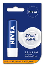 NIVEA Original Care Dudak Bakım Kremi (4,8 gr), 24 Saat Nem, Shea Yağı ve Doğal Yağlar, Gün Boyu Yumuşacık Dudaklar