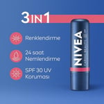 NIVEA Rose Renkli Nemlendirici Dudak Bakım Kremi 4.8gr, SPF30, Allık Etkisi, Dudak ve Yanaklar, E Vitamini