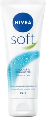 NIVEA Soft Krem 75 ml, Nemlendirici Bakım Kremi, Yüz, Vücut, El, Jojoba Yağı ve E Vitamini ile Cilt Bakımı, Anında Emilen Hafif Formül, Tüm Ciltler için