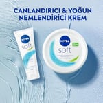 NIVEA Soft Nemlendirici Bakım Kremi 100 ml, El,Yüz,Vücut Kremi, 48 Saat Nemlendirme,Jojoba Yağı,E Vitamini,Paraben İçermez