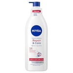 NIVEA Yoğun Nemlendirici Repair & Care Vücut Losyonu 400ml, 72 Saat Nemlendirime, Kaşıntılı ve Hassas Ciltlere Özel, Onarıcı, Gliserin,Pro Vitamin B5,Niasinamid,Kuru Ciltler