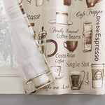 No. 918 Bristol Coffee Shop Yarı Şeffaf Çubuk Cep Mutfak Perdesi Saçak ve Kat Seti, 137 cm x 60 cm 3 Parça, Fildişi Kırık Beyaz