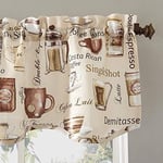 No. 918 Bristol Coffee Shop Yarı Şeffaf Çubuk Cep Mutfak Perdesi Saçak ve Kat Seti, 137 cm x 60 cm 3 Parça, Fildişi Kırık Beyaz