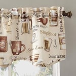 No. 918 Bristol Coffee Shop Yarı Şeffaf Çubuk Cep Mutfak Perdesi Saçak ve Kat Seti, 137 cm x 60 cm 3 Parça, Fildişi Kırık Beyaz